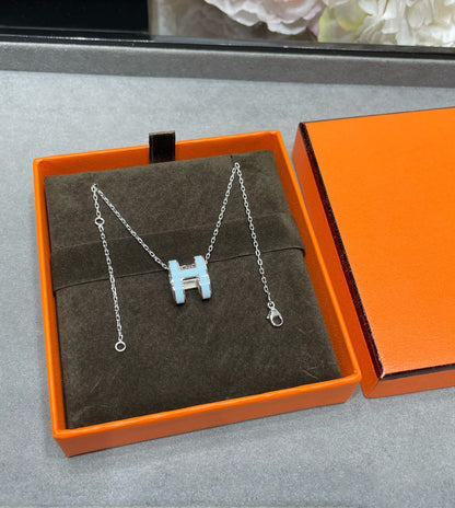 [CharmAmor]POP H SKY BLUE NECKLACE