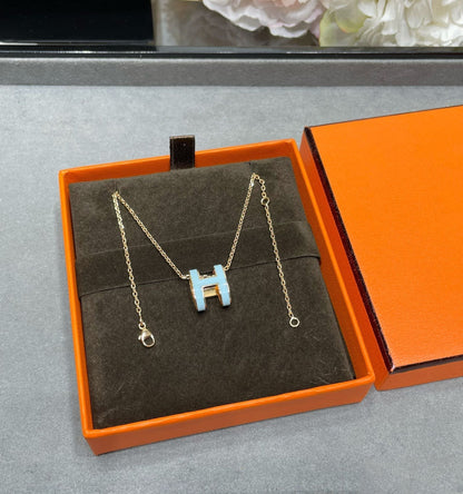 [CharmAmor]POP H SKY BLUE NECKLACE