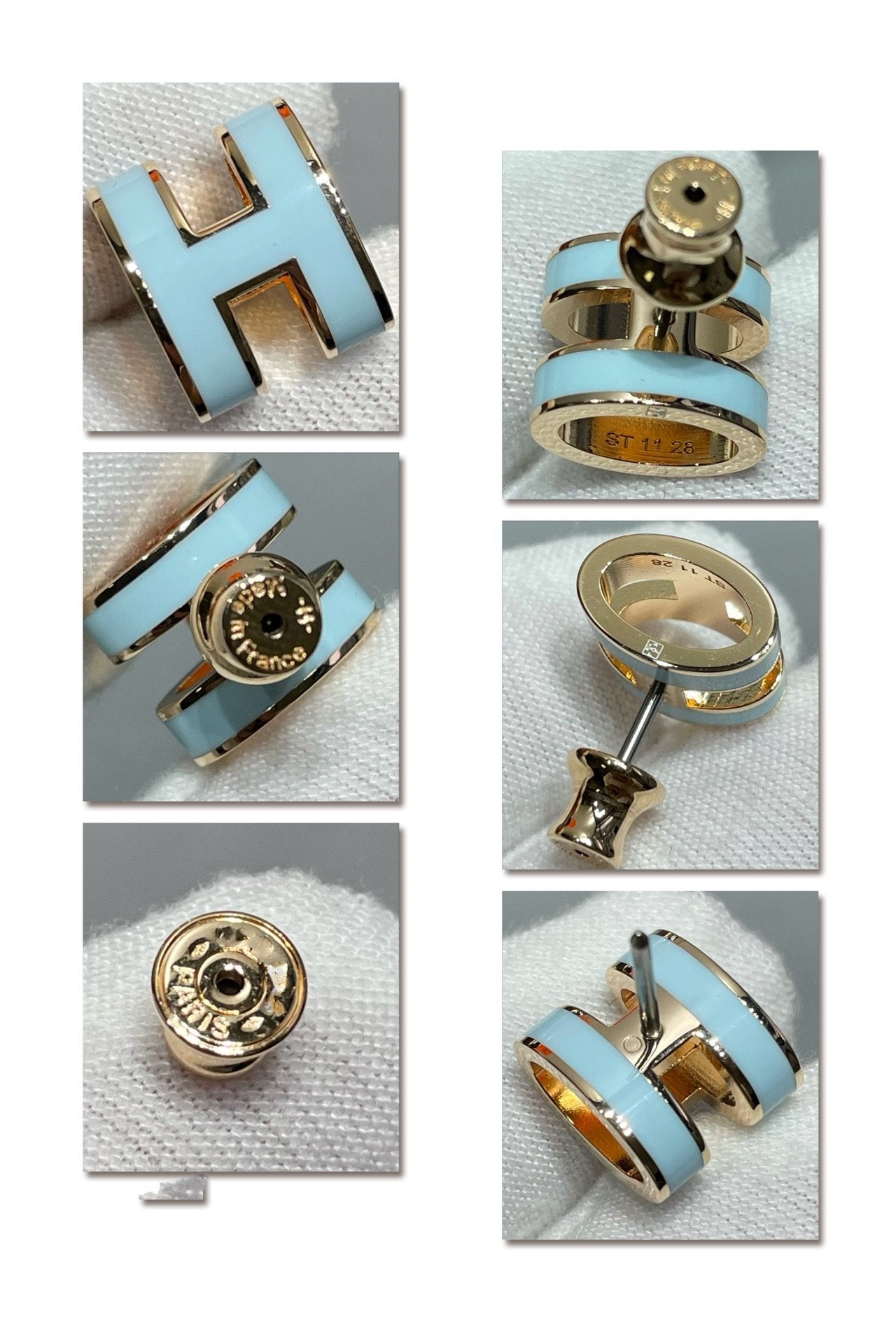[CharmAmor]POP H SKY BLUE STUD EARRINGS