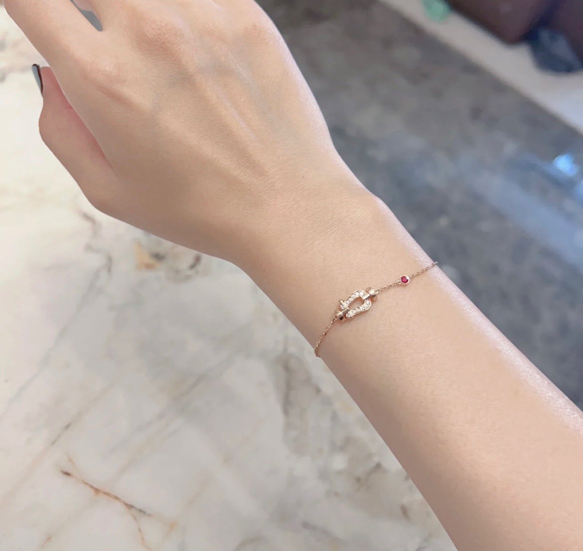 [CharmAmor]FORCE 10 DIAMOND CHAIN LINK PINK GOLD BRACELET