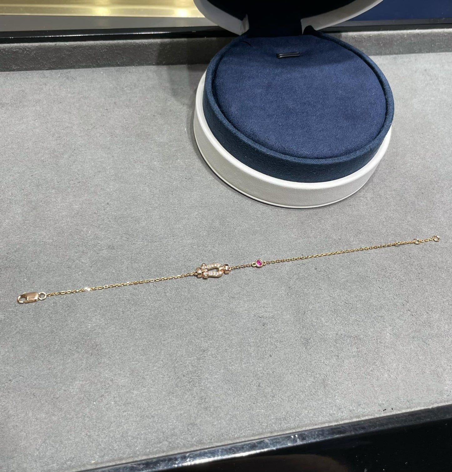 [CharmAmor]FORCE 10 DIAMOND CHAIN LINK PINK GOLD BRACELET