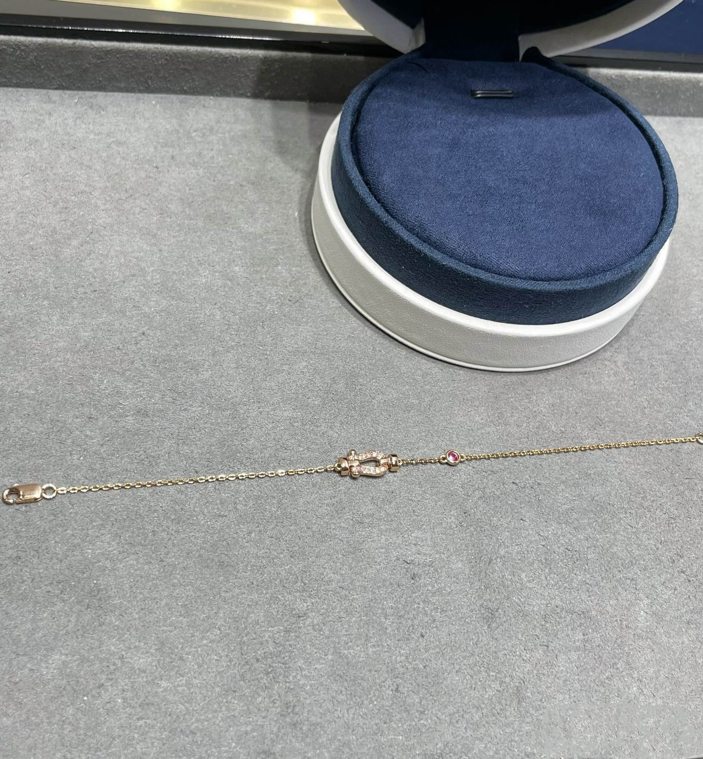 [CharmAmor]FORCE 10 DIAMOND CHAIN LINK PINK GOLD BRACELET