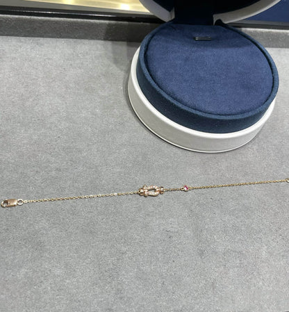[CharmAmor]FORCE 10 DIAMOND CHAIN LINK PINK GOLD BRACELET