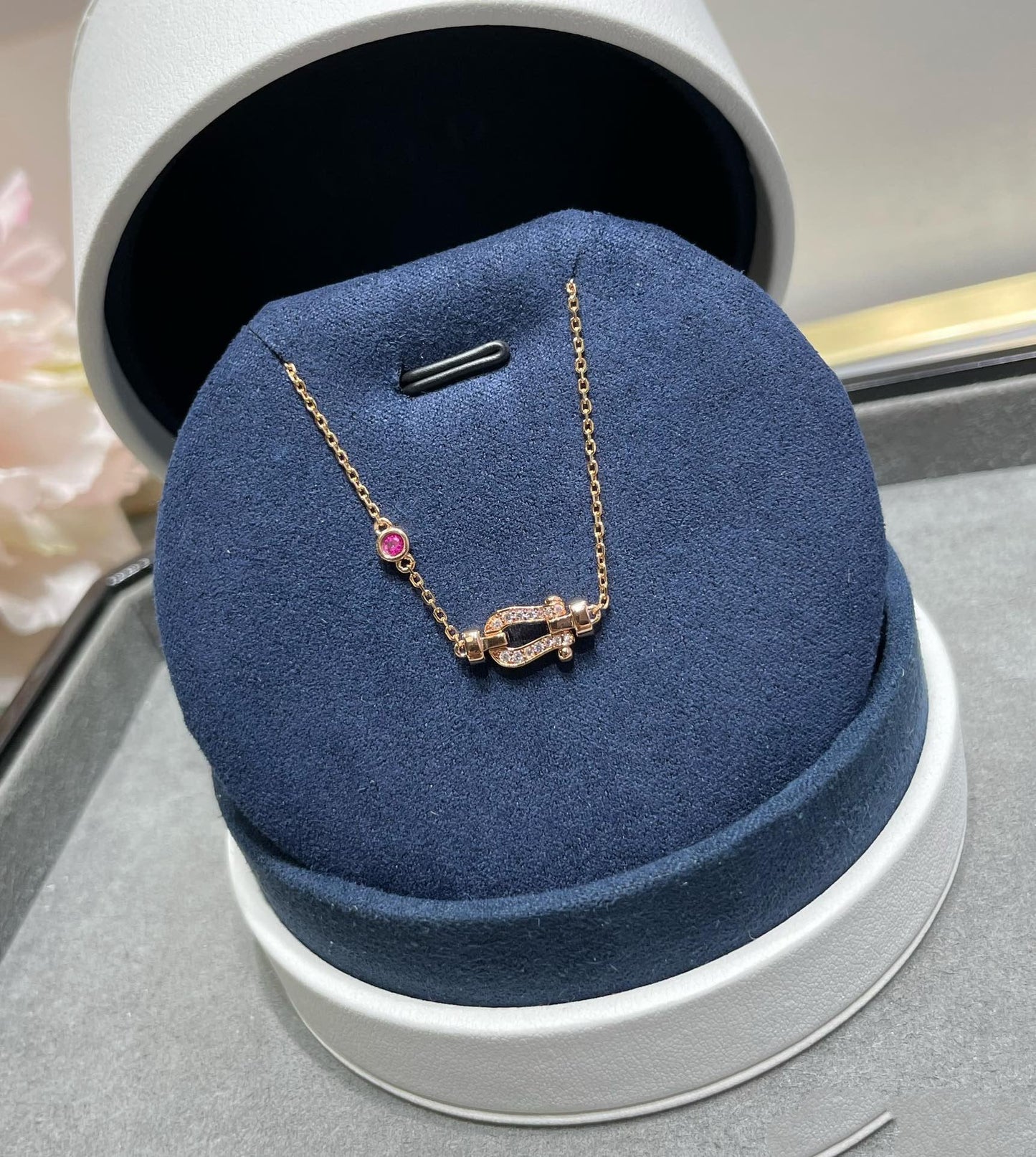 [CharmAmor]FORCE 10 DIAMOND CHAIN LINK PINK GOLD BRACELET