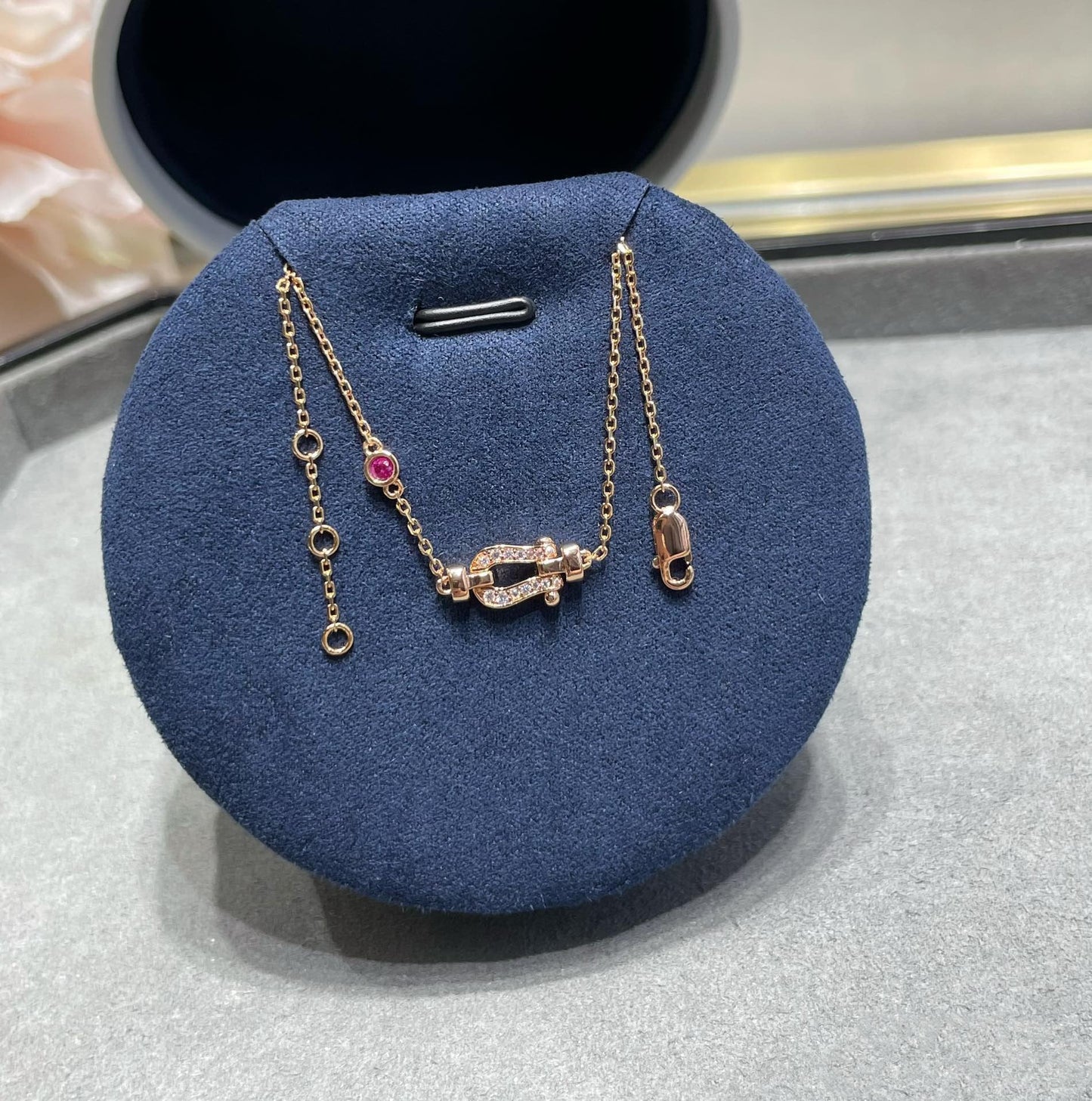 [CharmAmor]FORCE 10 DIAMOND CHAIN LINK PINK GOLD BRACELET