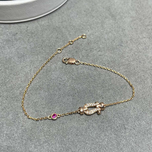 [CharmAmor]FORCE 10 DIAMOND CHAIN LINK PINK GOLD BRACELET