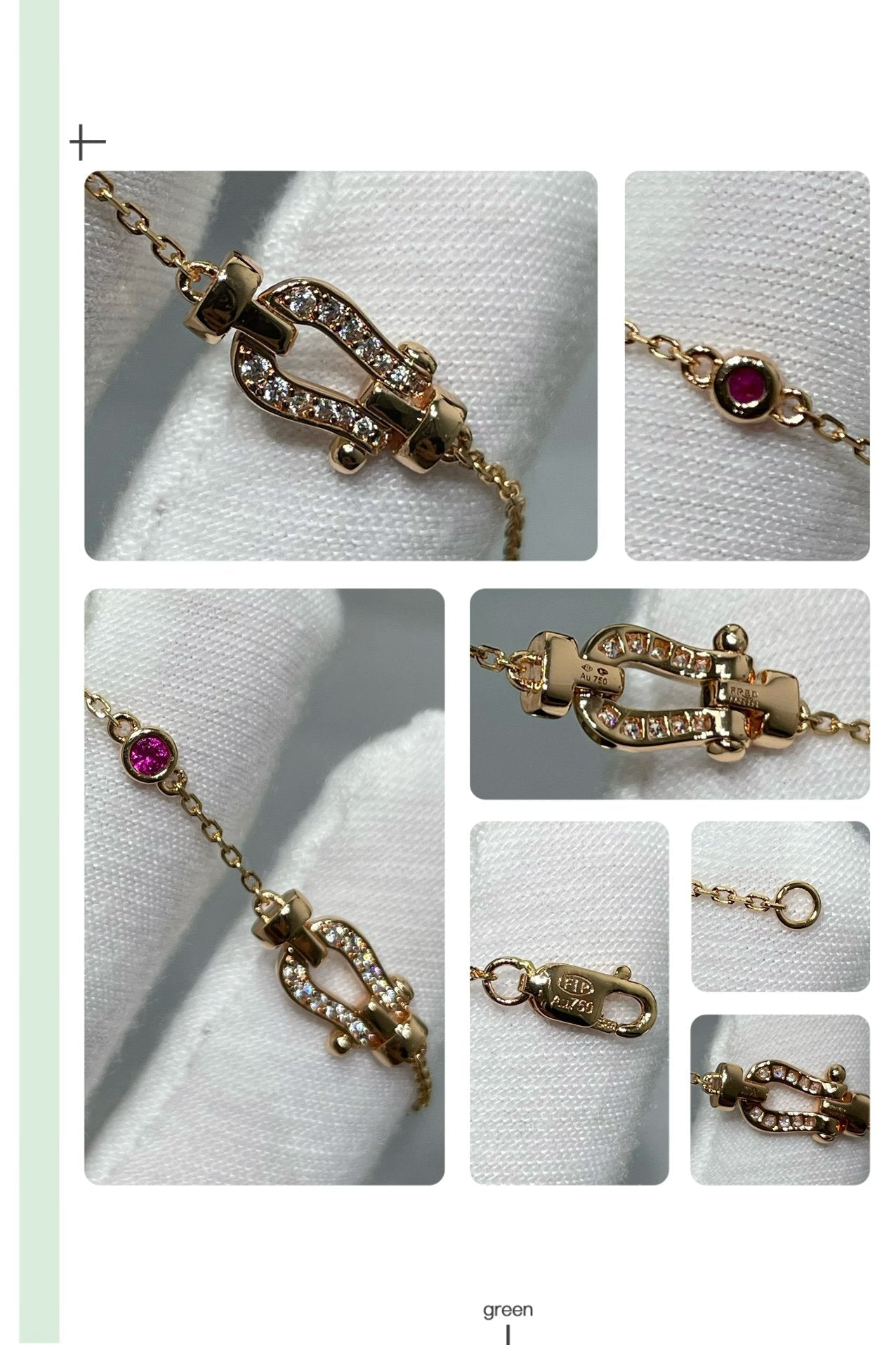 [CharmAmor]FORCE 10 DIAMOND CHAIN LINK PINK GOLD BRACELET