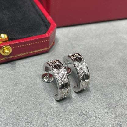 [CharmAmor]LOVE CERAMIC DIAMOND PAVED SILVER EARRINGS