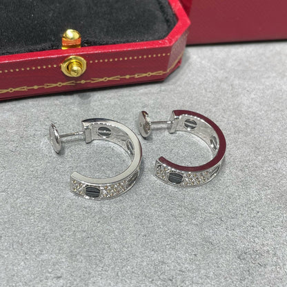 [CharmAmor]LOVE CERAMIC DIAMOND PAVED SILVER EARRINGS