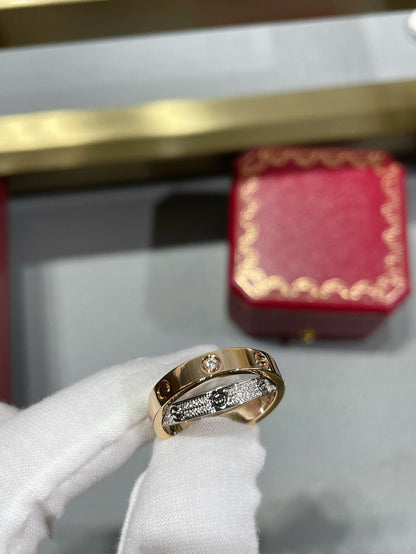[CharmAmor]LOVE PINK GOLD SILVER DIAMOND DOUBLE RING