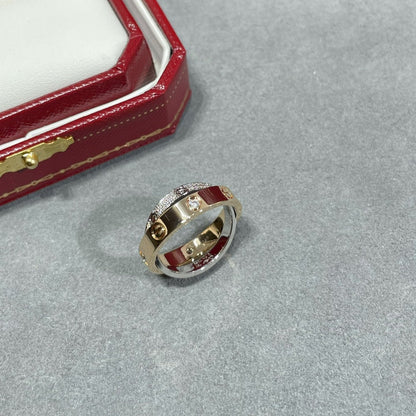 [CharmAmor]LOVE PINK GOLD SILVER DIAMOND DOUBLE RING