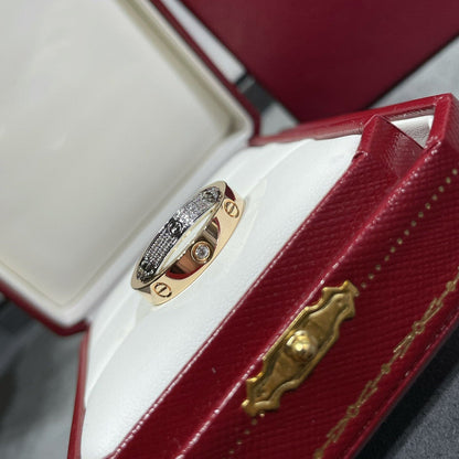 [CharmAmor]LOVE PINK GOLD SILVER DIAMOND DOUBLE RING
