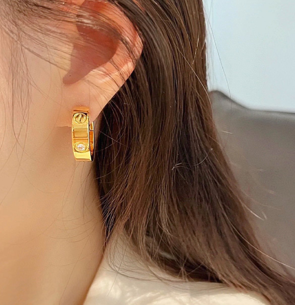 [CharmAmor]LOVE 5.5MM 1 DIAMOND EARRINGS