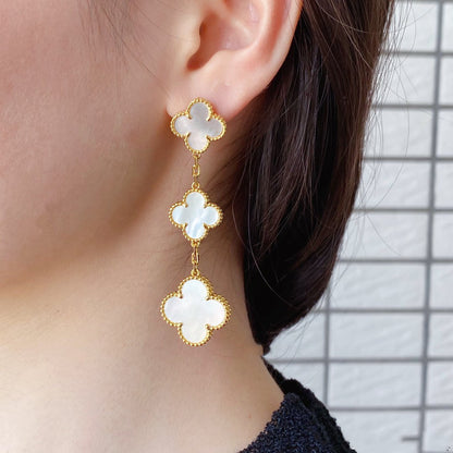 [CharmAmor]CLOVER MOP 3 MOTIFS GOLD EARRINGS