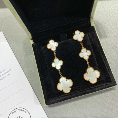 [CharmAmor]CLOVER MOP 3 MOTIFS GOLD EARRINGS