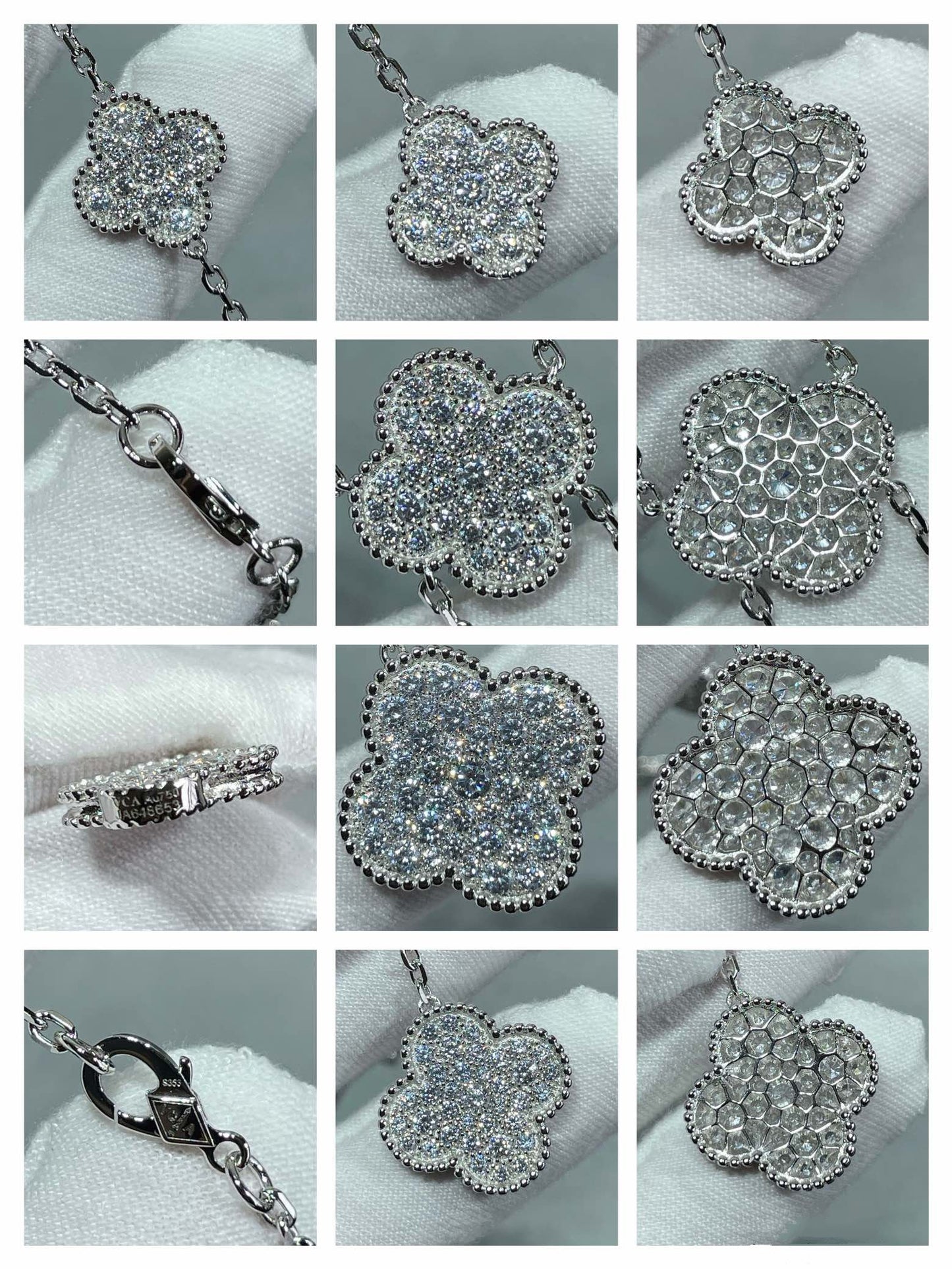[CharmAmor]CLOVER 6 MOTIF DIAMOND PAVED NECKLACE