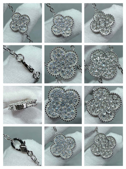 [CharmAmor]CLOVER 6 MOTIF DIAMOND PAVED NECKLACE