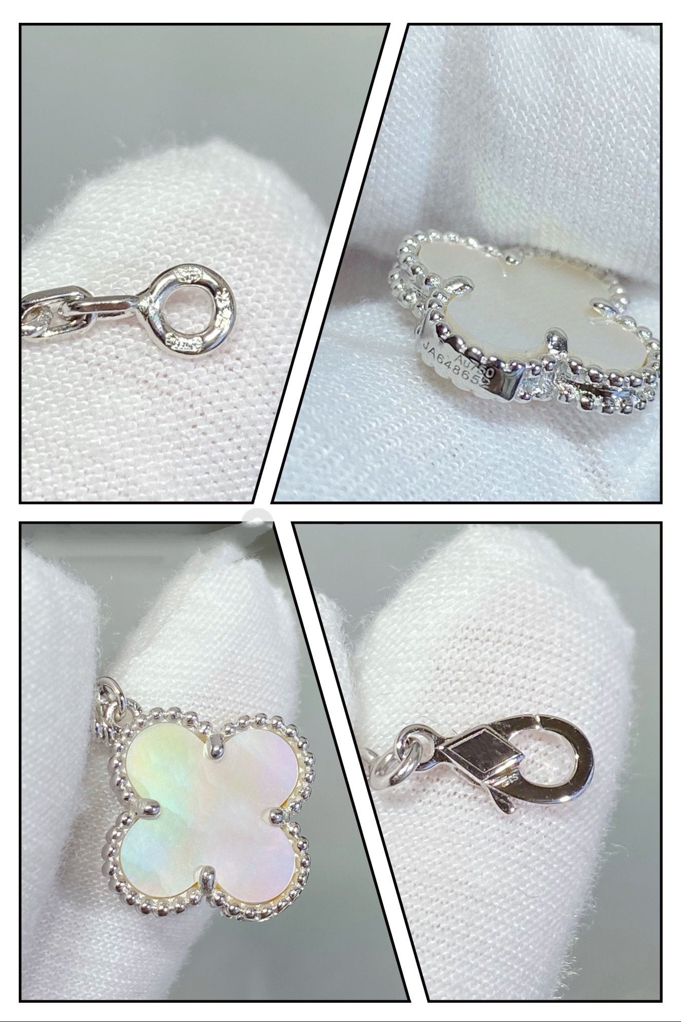 [CharmAmor]CLOVER 5 MOTIF WHITE MOP SILVER BRACELET