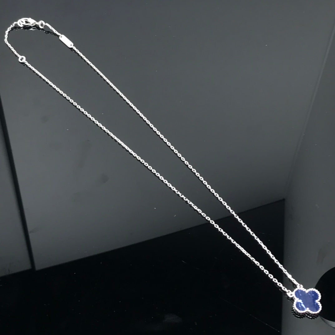 [CharmAmor]CLOVER PIETERSITE SILVER LONG NECKLACE