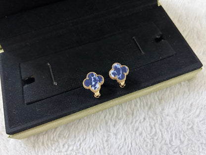 [CharmAmor]CLOVER PIETERSITE MEDIUM STUD EARRINGS