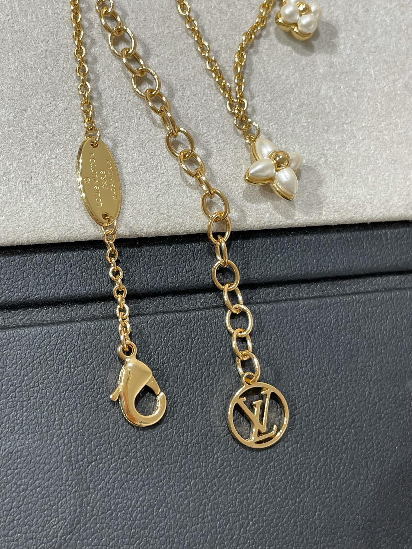 [CharmAmor]FLOWERGRAM GOLD MOP DOUBLE ROW NECKLACE