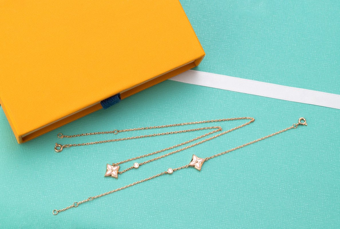 [CharmAmor]STAR PINK MOP 1 DIAMOND PINK GOLD NECKLACE
