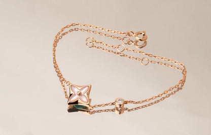 [CharmAmor]STAR PINK MOP 1 DIAMOND PINK GOLD NECKLACE