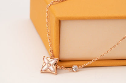 [CharmAmor]STAR PINK MOP 1 DIAMOND PINK GOLD NECKLACE