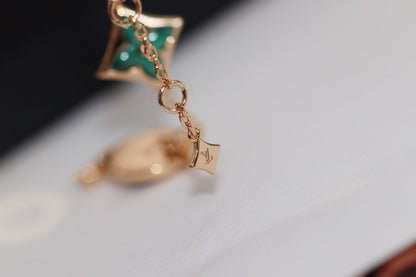 [CharmAmor]STAR AND SUN 4 MOTIF PINK GOLD MALACHITE BRACELET