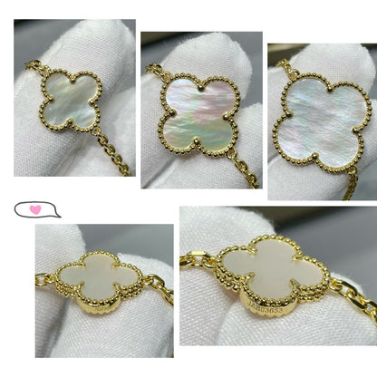 [CharmAmor]CLOVER 16 MOTIF WHITE MOP GOLD NECKLACE