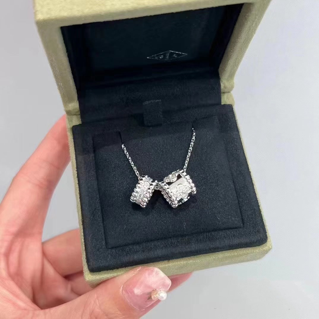 [CharmAmor]PERLEE DOUBLE PENDANT SILVER DIAMOND NECKLACE