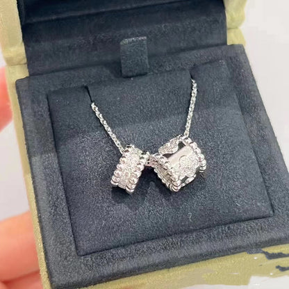 [CharmAmor]PERLEE DOUBLE PENDANT SILVER DIAMOND NECKLACE