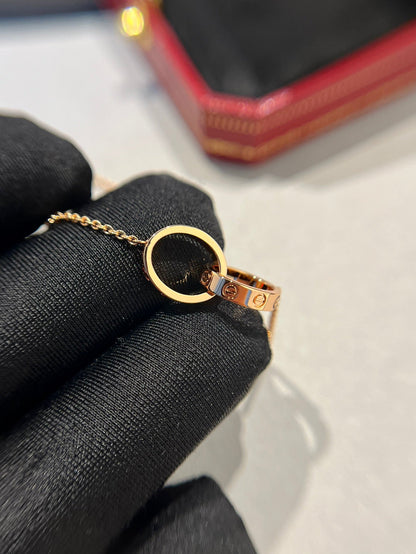 [CharmAmor]LOVE NECKLACE DOUBLE RING PINK GOLD