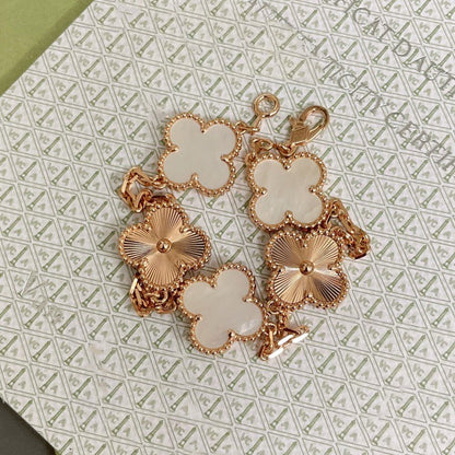 [CharmAmor]CLOVER BRACELET 5 MOTIF WHITE MOP PINK GOLD