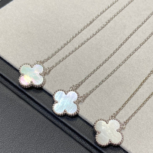 [CharmAmor]CLOVER MEDIUM SILVER WHITE MOP NECKLACE