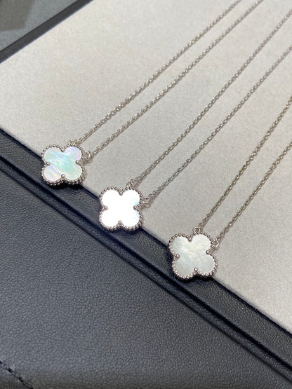 [CharmAmor]CLOVER MEDIUM SILVER WHITE MOP NECKLACE