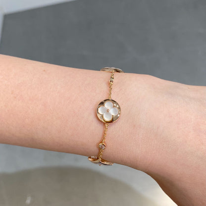 [CharmAmor]STAR AND SUN 4 MOTIF WHITE MOP PINK GOLD BRACELET