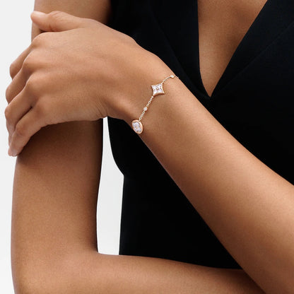 [CharmAmor]STAR AND SUN 4 MOTIF WHITE MOP PINK GOLD BRACELET