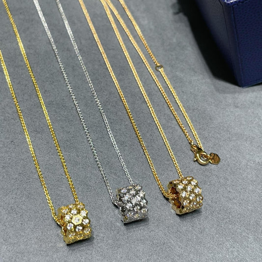 [CharmAmor]BEE LOVE DIAMOND PAVED 3 ROW NECKLACE