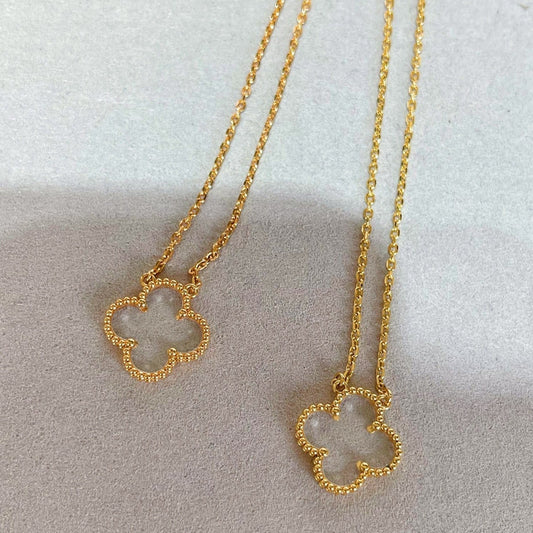 [CharmAmor]CLOVER ROCK CRYSTAL ROSE GOLD NECKLACE