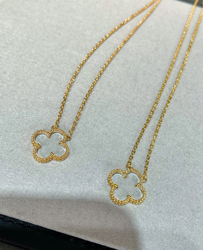 [CharmAmor]CLOVER ROCK CRYSTAL ROSE GOLD NECKLACE