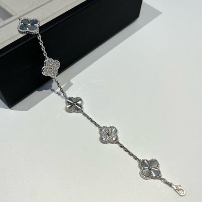 [CharmAmor]CLOVER 5 MOTIF SILVER DIAMOND BRACELET