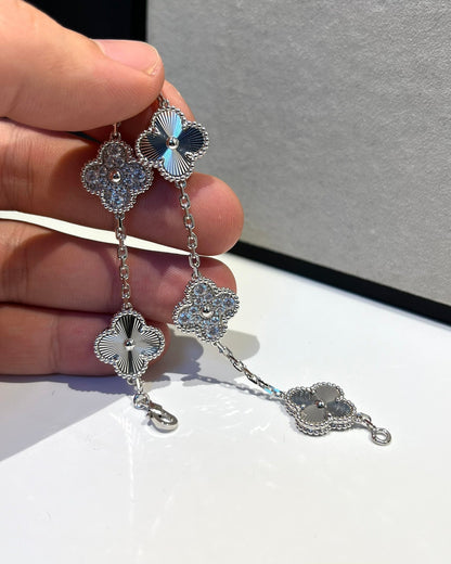 [CharmAmor]CLOVER 5 MOTIF SILVER DIAMOND BRACELET
