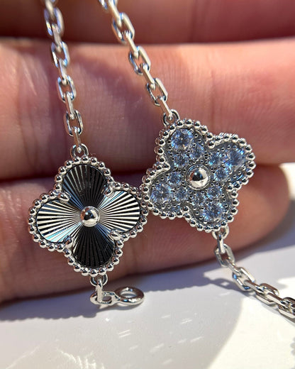 [CharmAmor]CLOVER 5 MOTIF SILVER DIAMOND BRACELET