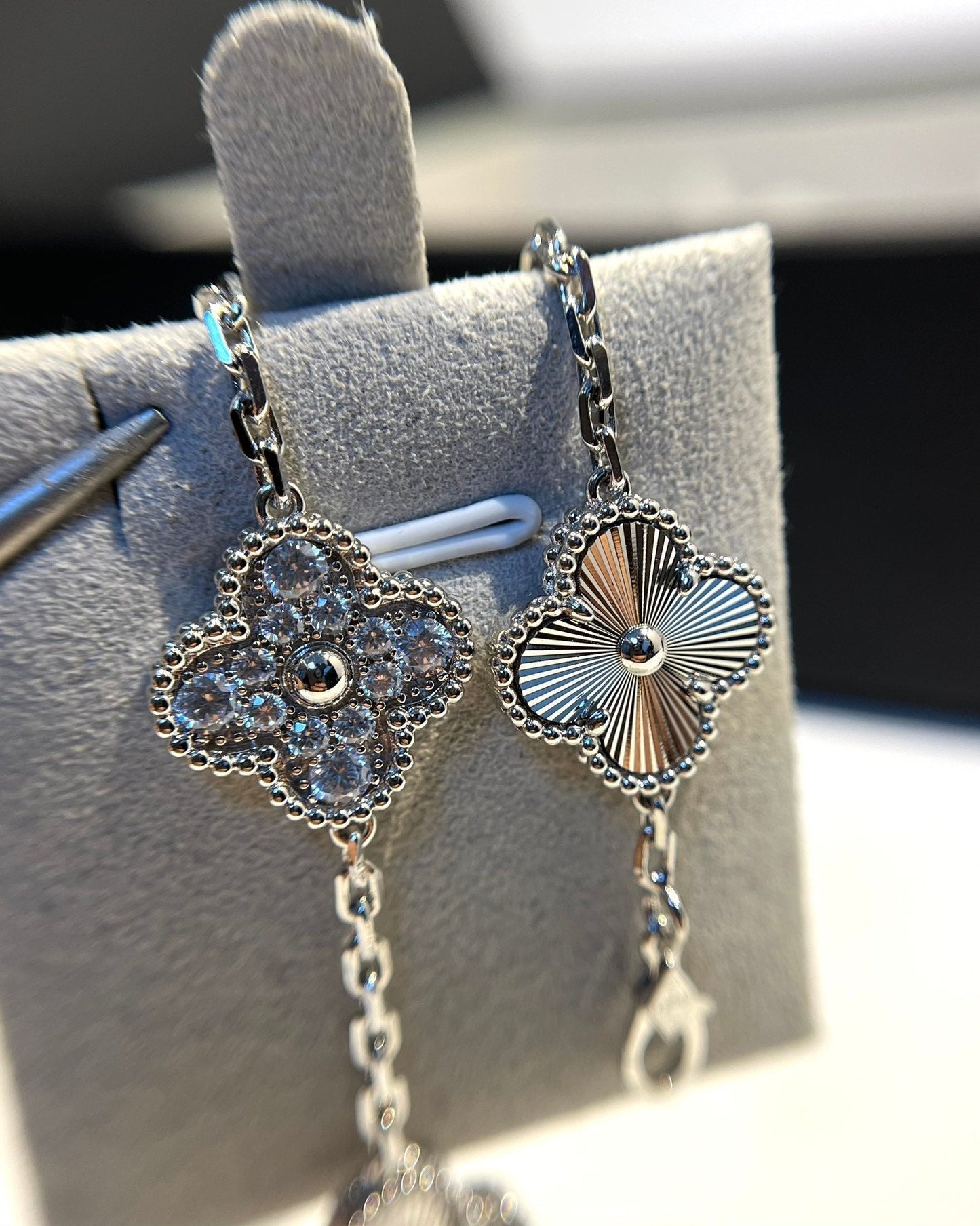 [CharmAmor]CLOVER 5 MOTIF SILVER DIAMOND BRACELET