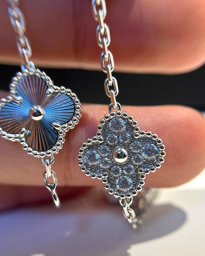 [CharmAmor]CLOVER 5 MOTIF SILVER DIAMOND BRACELET