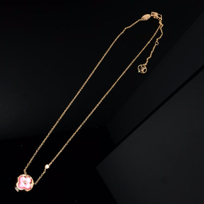 [CharmAmor]COLOR BLOSSOM PINK MOP SUN GOLD NECKLACE