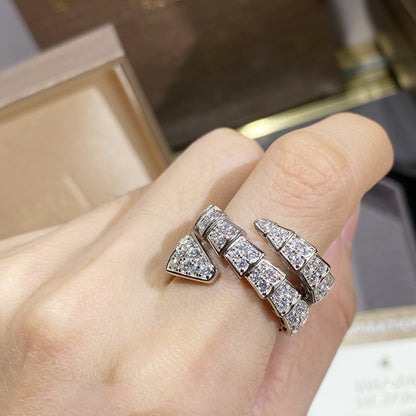 [CharmAmor]SERPENTI DOUBLE RING SILVER DIAMOND PAVED