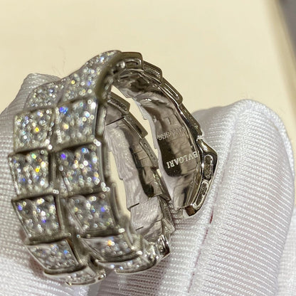 [CharmAmor]SERPENTI DOUBLE RING SILVER DIAMOND PAVED