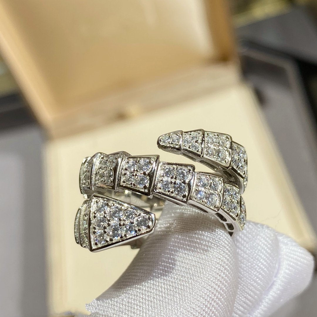 [CharmAmor]SERPENTI DOUBLE RING SILVER DIAMOND PAVED